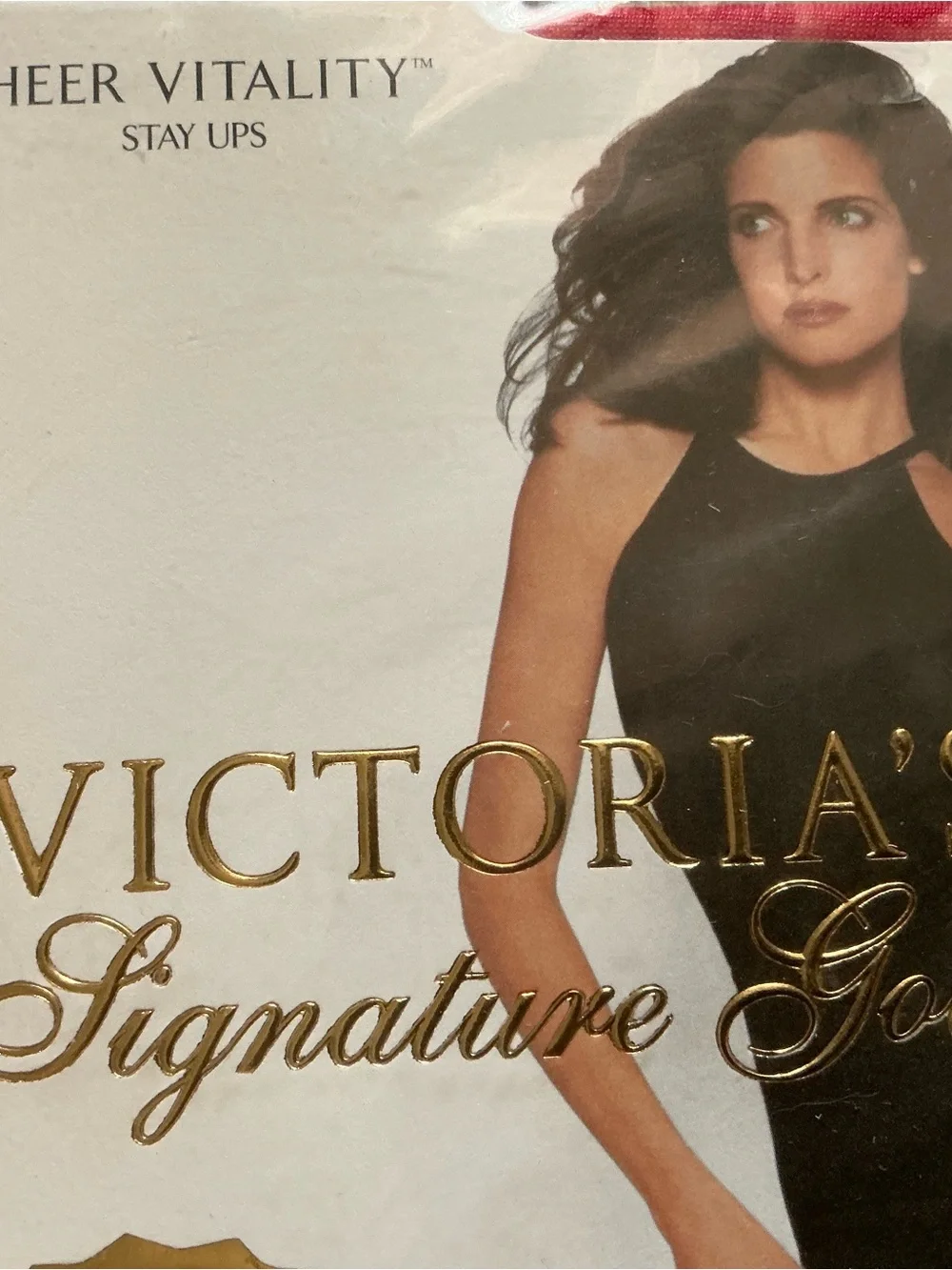 Vtg Victoria’s Secret gold signature collection vitality sheer stay up stocking